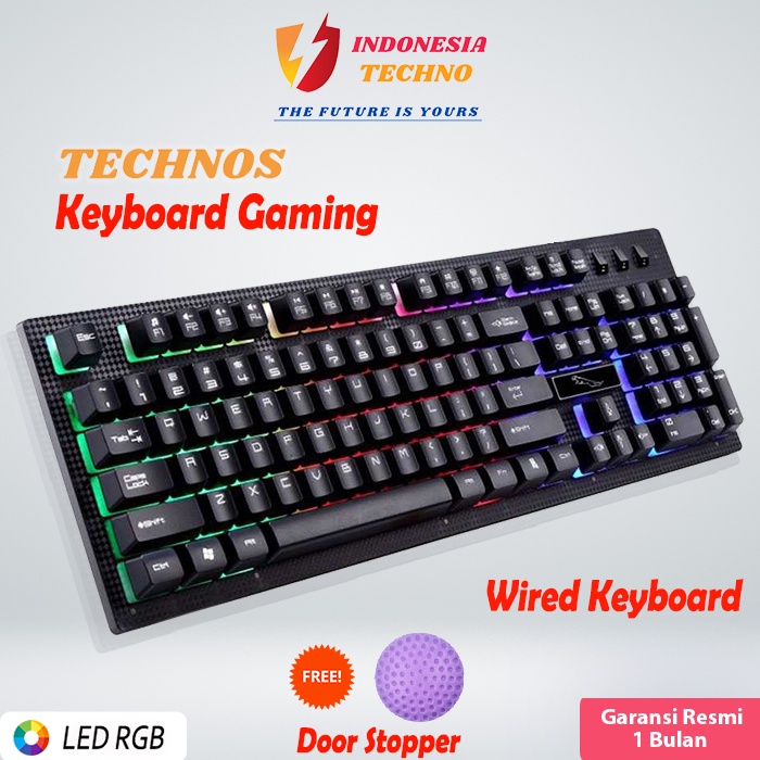 Jual Keyboard Gaming Kabel TECHNOS Gamers LED RGB Multicolor USB Wired ...