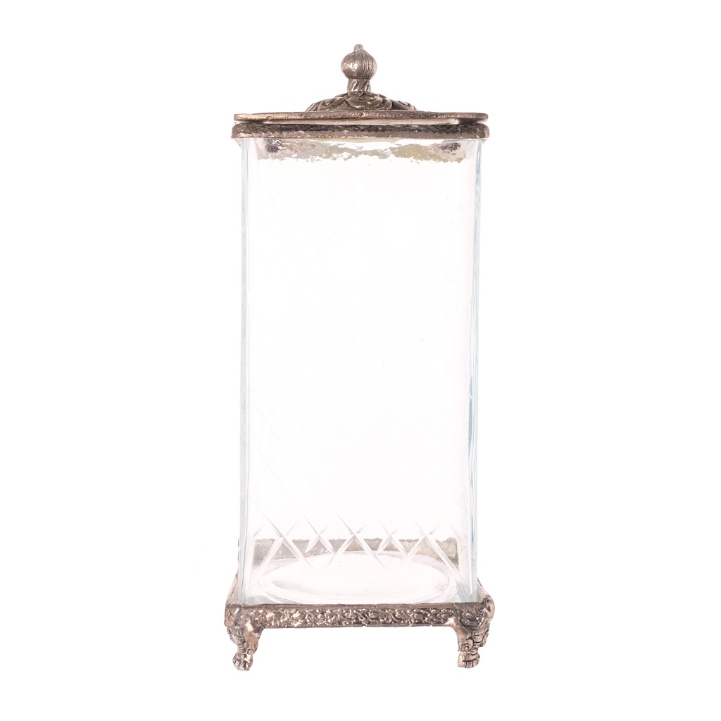 Jual Tall Glass Container with Metal Lid Silver / Glass Jar / Container ...