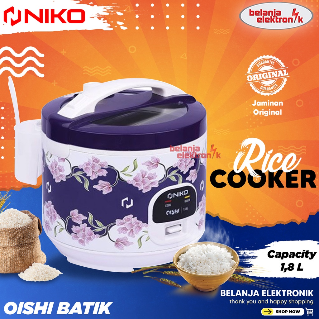 Jual RICE COOKER PENANAK NASI KACA NIKO OISHI BATIK 1.8 LITER | Shopee ...