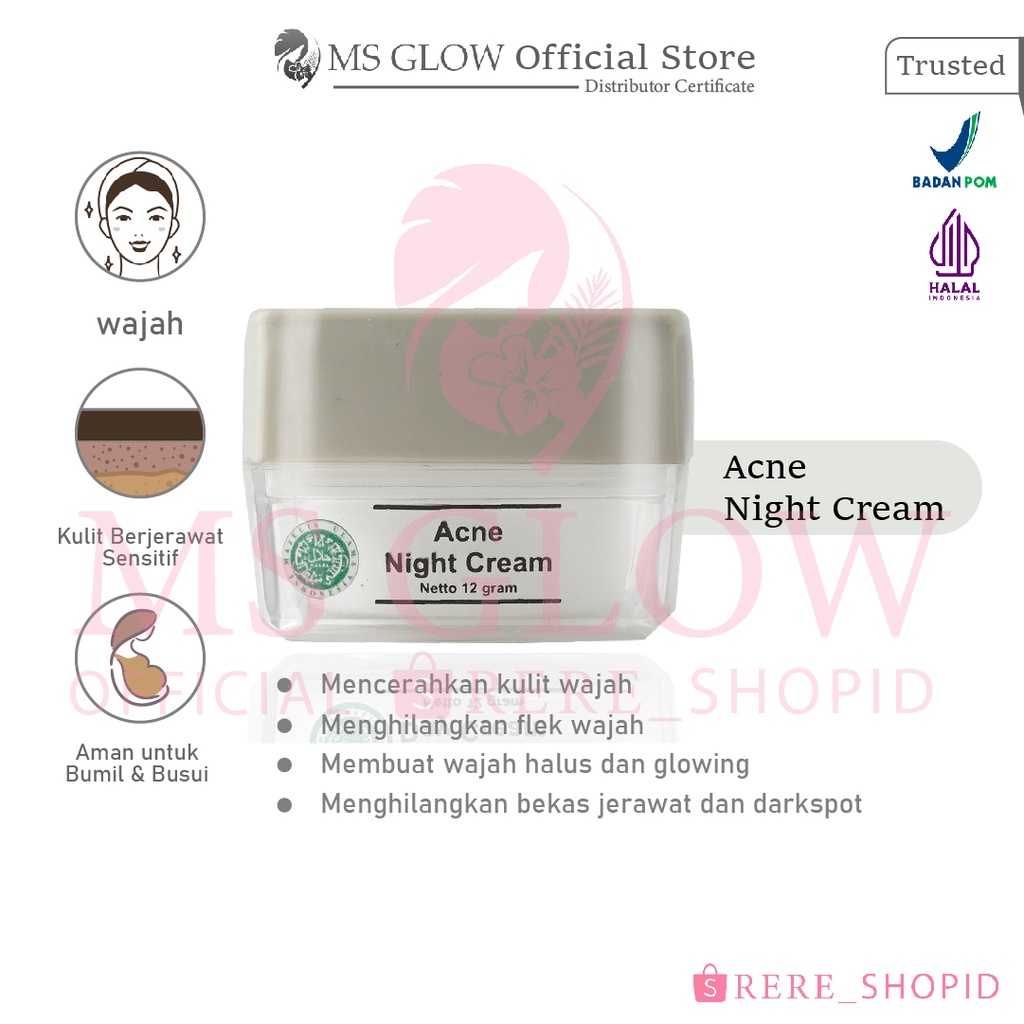 Jual Ms glow Acne Night Cream Shopee Indonesia