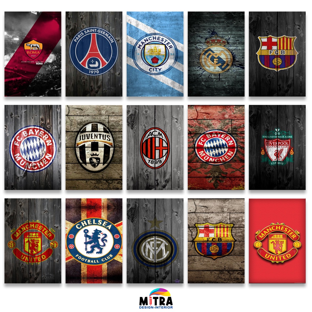 Jual Hiasan dinding Logo Sepak Bola Football Club Barca AC Milan Madrid