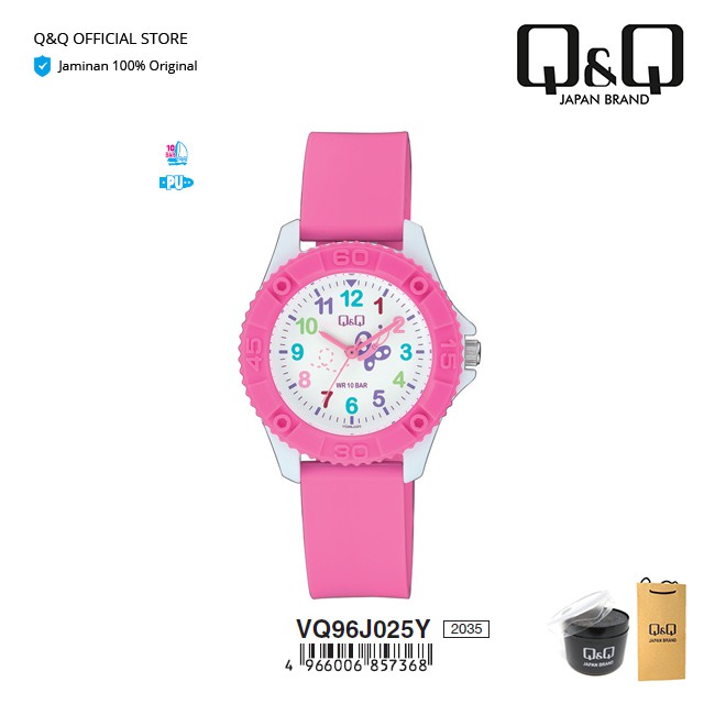 Q&Q QnQ QQ Jam Tangan Original Arloji Anak Fashion Analog Rubber VQ96  VQ96J Water Resist 10 BAR