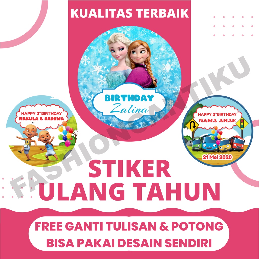 Jual Stiker Ultah Anak, Sticker Label Ulang Tahun, Bento, Mika, Tumpeng ...
