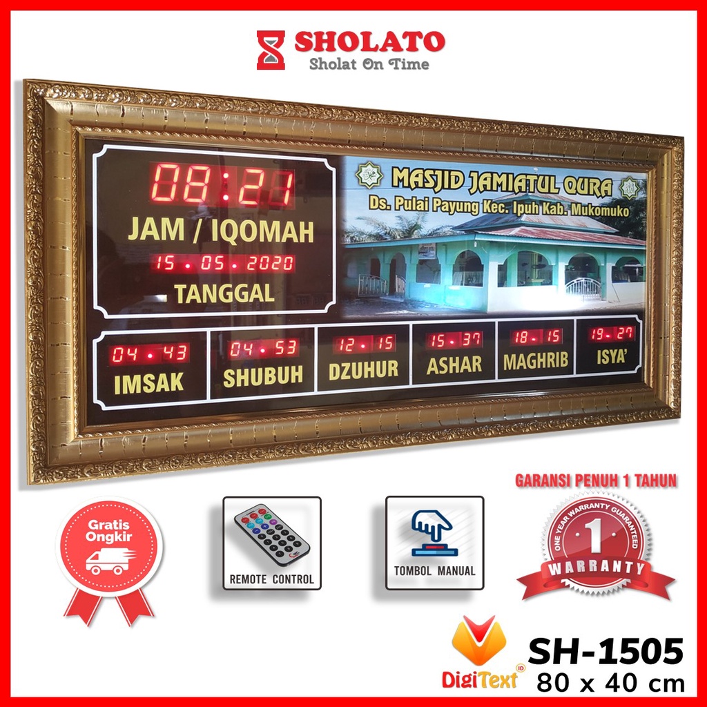 Jual Jam Digital Masjid Jadwal Sholat 80x40 cm Jam Jadwal Shalat