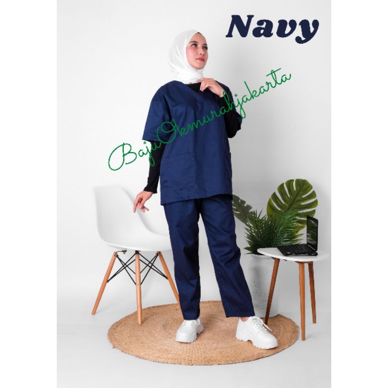 Jual Baju OK / Baju Jaga Warna NAVY (Biru Dongker) | Shopee Indonesia