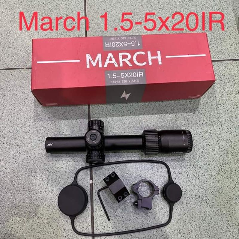 Jual Riflescope march 1.5-5x20ir glass reticle /teleskop buntung