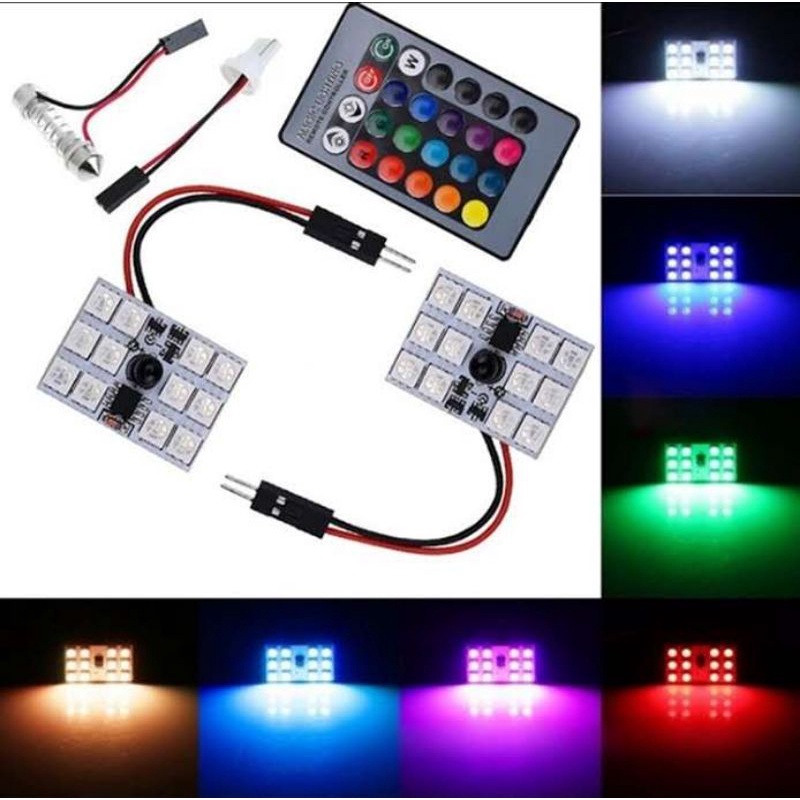 Jual lampu mobil LED plafon / kolong dashboard RGB + remote | Shopee ...