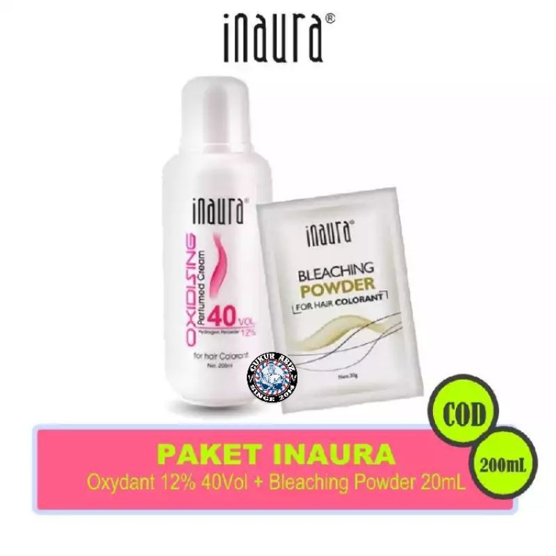 Jual Paket Bleaching Inaura ( Powder Bleaching 20g + Oxydant 12% 200ml ...