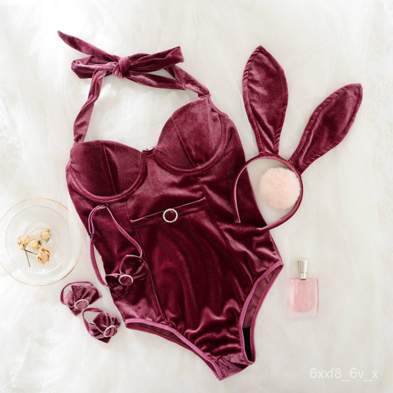 Jual New Bunny Girl Uniform Sexy Deep V Underwear Lingerie Cosplay Bodysuits Sex Women Rabbit