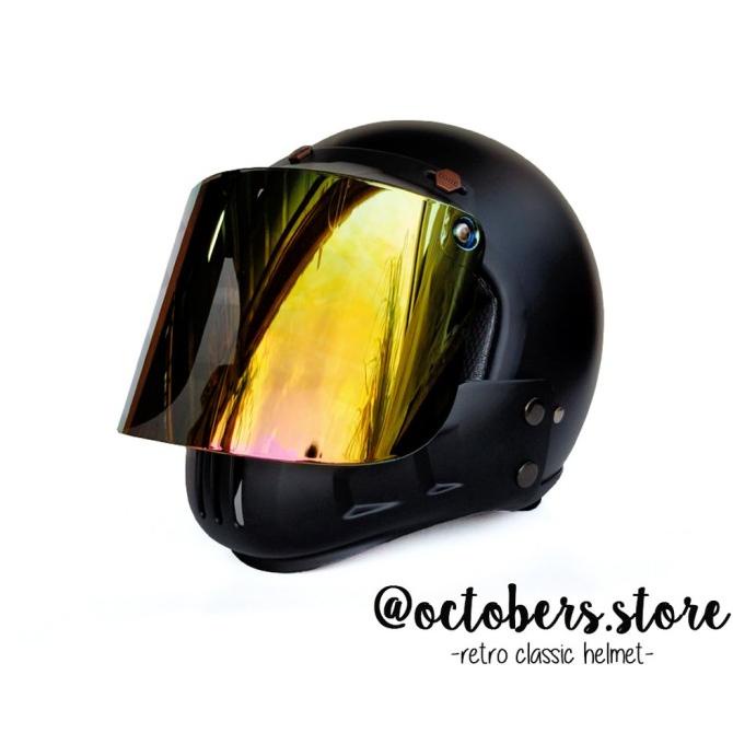 Jual HELM CAKIL MODULAR HITAM DOFF HALF FACE FULL FACE - HELM RETRO ...