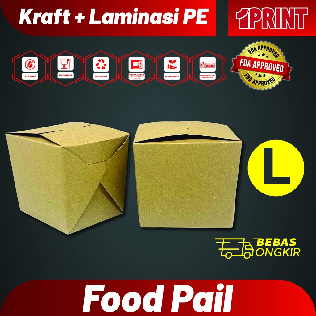 Jual Food Pail Ukuran M dan Ukuran L | Paper Rice Box | Kraft Paper ...