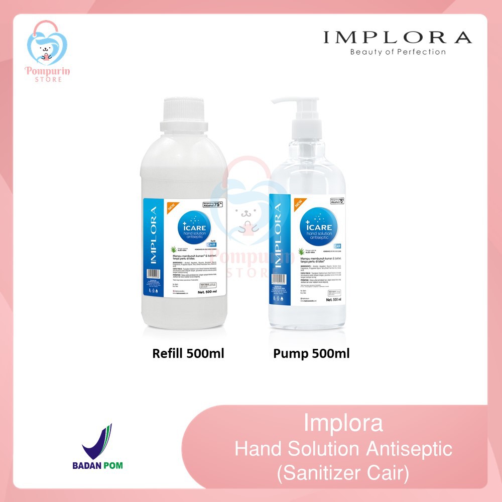 Jual Original Implora Icare Hand Solution Antiseptic 500ml - Pump ...