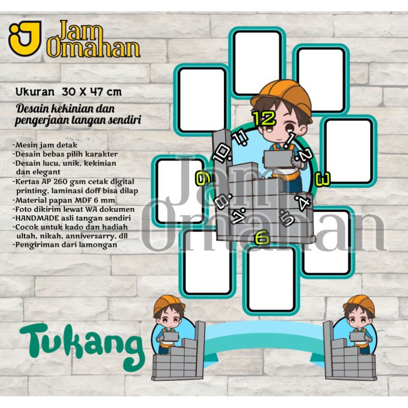 Jual Jam Dinding Custom Bahan Papan MDF (Template Tukang) | Shopee ...