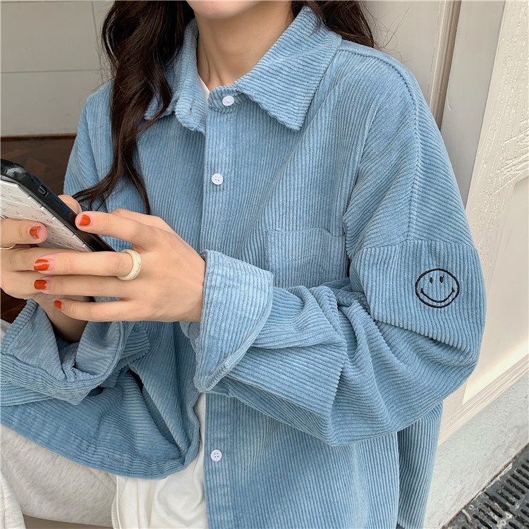 Jual Kemeja, kemeja wanita, kemeja korduroi gaya korea jaket kemeja