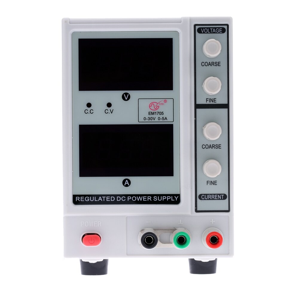 Dual Output DC Power Supply, 0-30V, 0-5A, 5V Fixed @ 1A