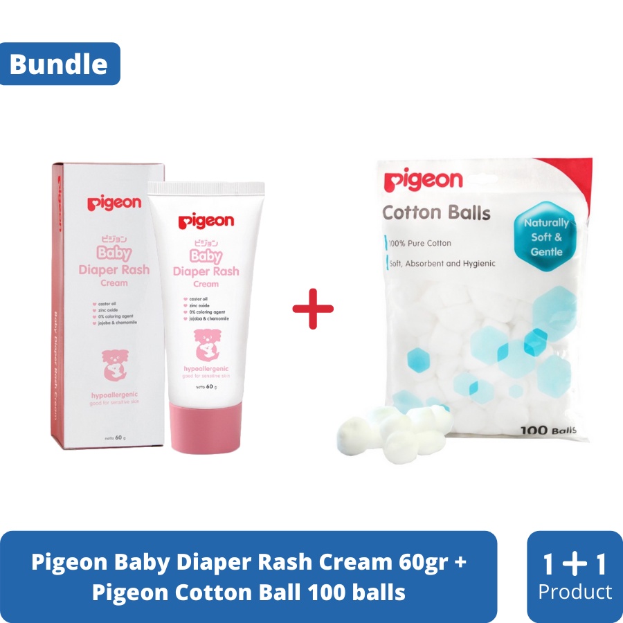 Jual Pigeon Diaper Rash Cream 60gr & Cotton Ball Cream Ruam Bayi Cream
