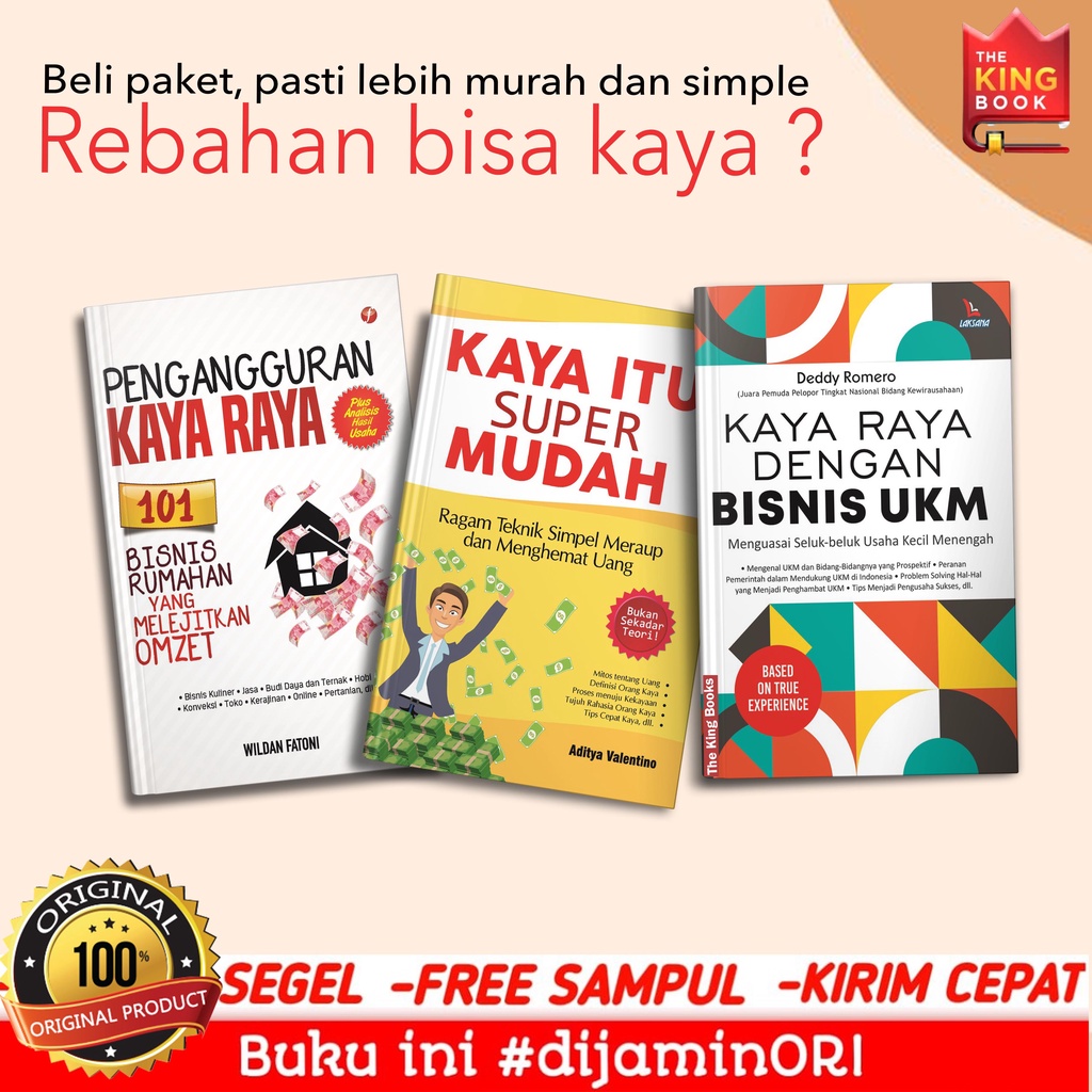 Jual Paket 3 Buku Pengangguran Kaya Raya Kaya Itu Super Mudah Kaya Raya ...