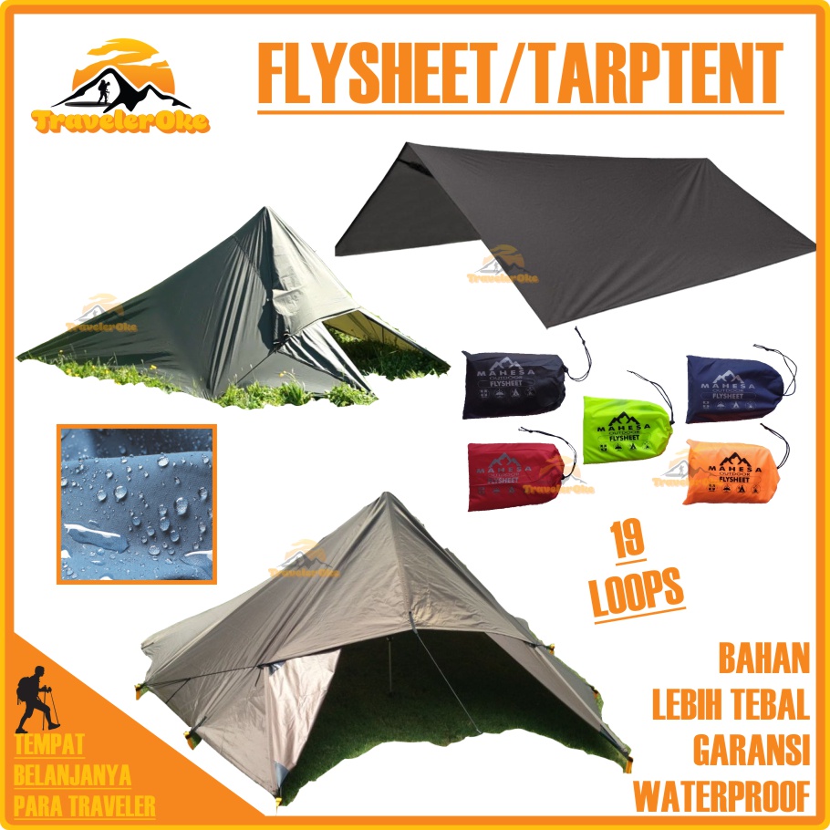 Flysheet MAHESA OUTDOOR 100% Waterproof Outer Tarptent Atap Tenda Terpal Mancing Bushcraft