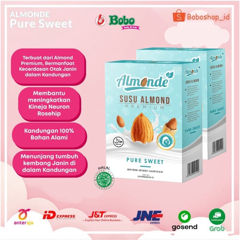 Jual Almom Almonde Susu Almond Premium Pure Sweet- Beli 2 Free Botol ...