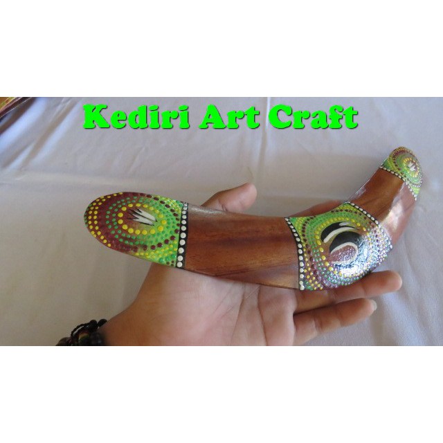 Jual PRODUK BERGARANSI Bumerang Dot Painting KAYU MAHUNI 30 cm Motif 11 ...
