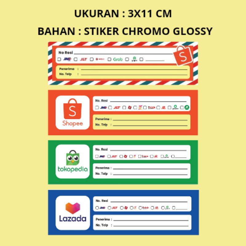Jual stiker resi shopee | label pengiriman 3 cm x 11 cm murah | stiker ...