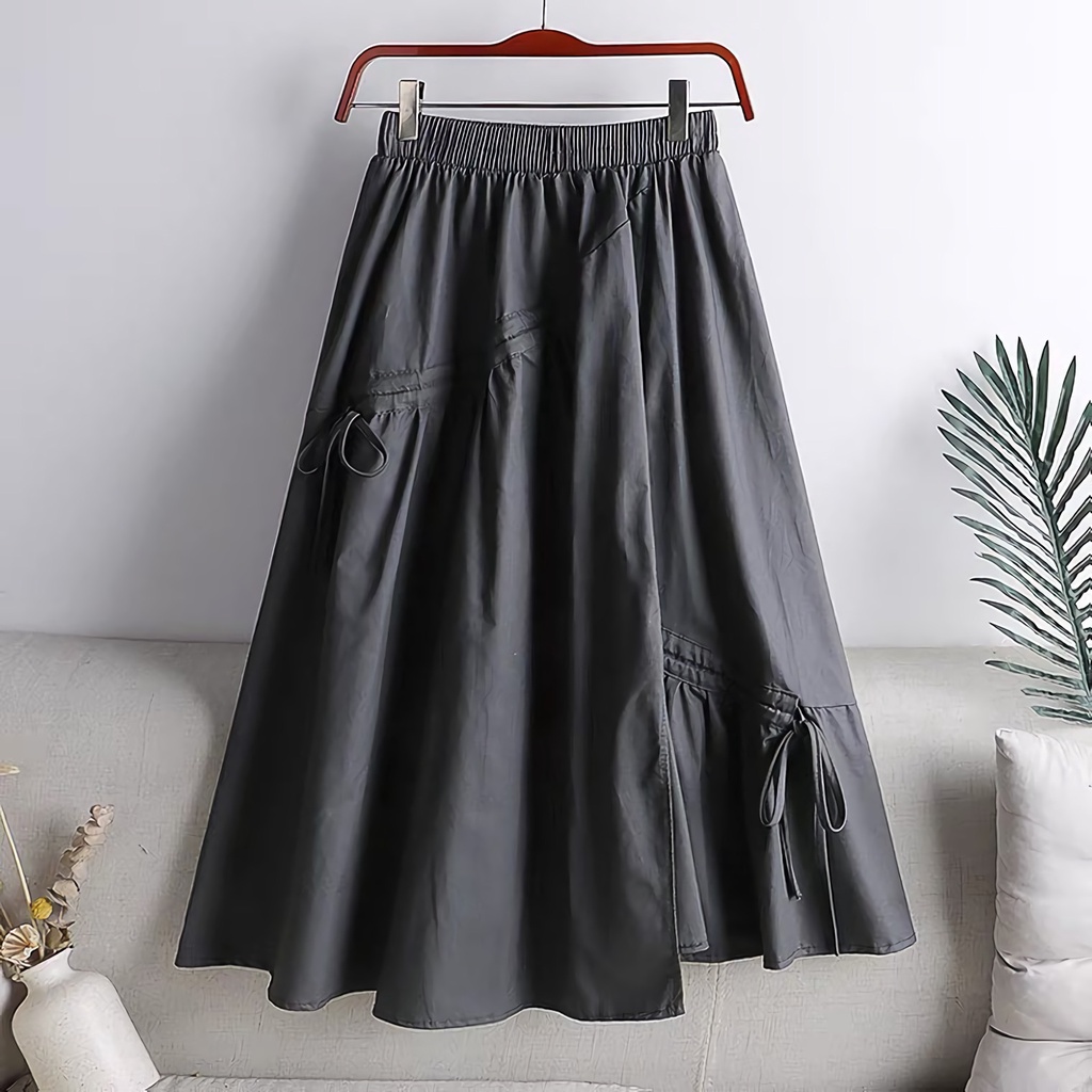 Jual Rok Putih Panjang Serut Samping Long Skirt Vintage Korean Style ...