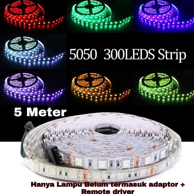 Jual HANYA LAMPU LED STRIP RGB SMD 5050 FLEXIBLE 5M DC 12V IP33 IP44 ...