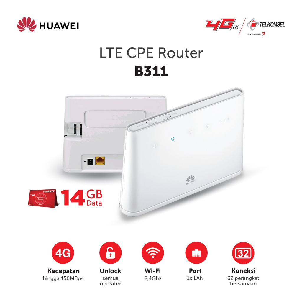 Jual Huawei Wifi Router B311 Modem WIfi 4G Unlock ALL Operator Garansi ...