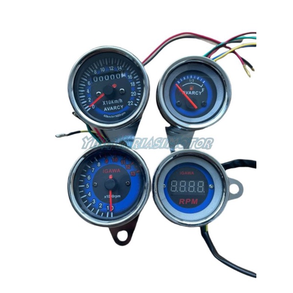 Jual SPEEDOMETER AMPER BULAT CROME IGAWA KILOMETER RPM MANUAL RPM ...