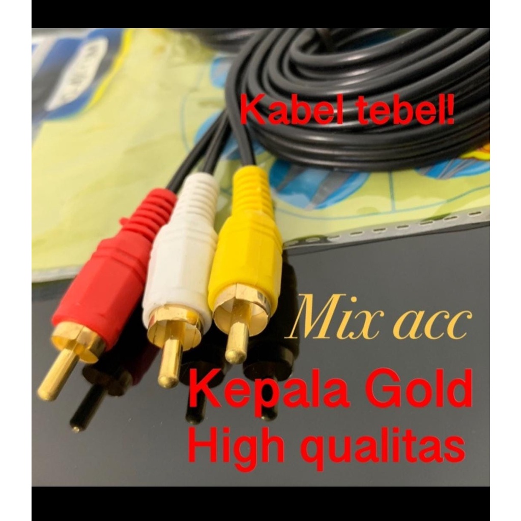 Jual KABEL JACK 3.5 - 3 RCA 1.5 MTR / KABEL AUDIO TO 3 RCA GOLD PLATED ...