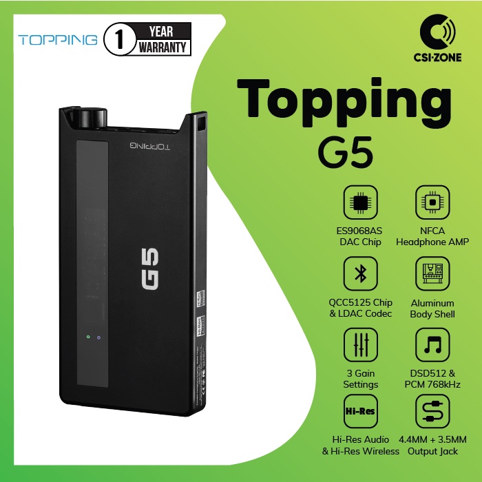 Jual Topping G5 Hi-Res Portable LDAC Bluetooth DAC / Amplifier | Shopee