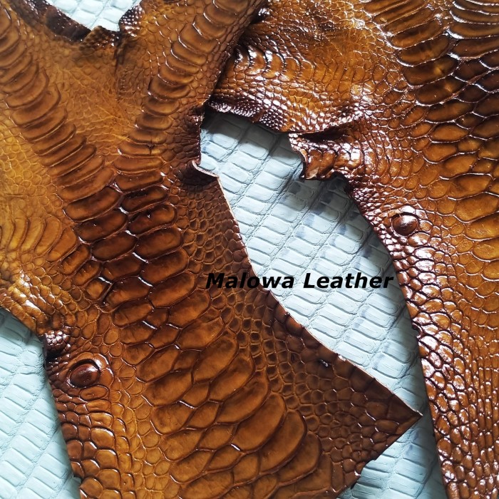 Jual kulit Ceker Ayam Bahan Strap Jam warna Coklat Glossy Shopee