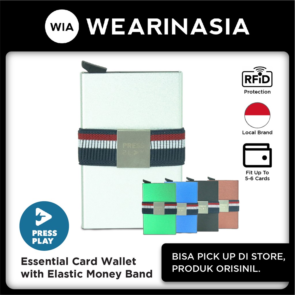 Jual Press Play Essential RFID Pop Up Card Case Wallet (with Money Band ...