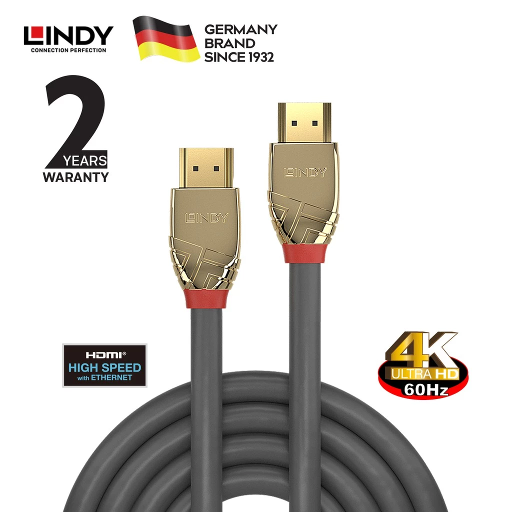 LINDY 1M Kabel HDMI 2.0 High Speed 8K 4K 120hz UHD HDR Gold Cable