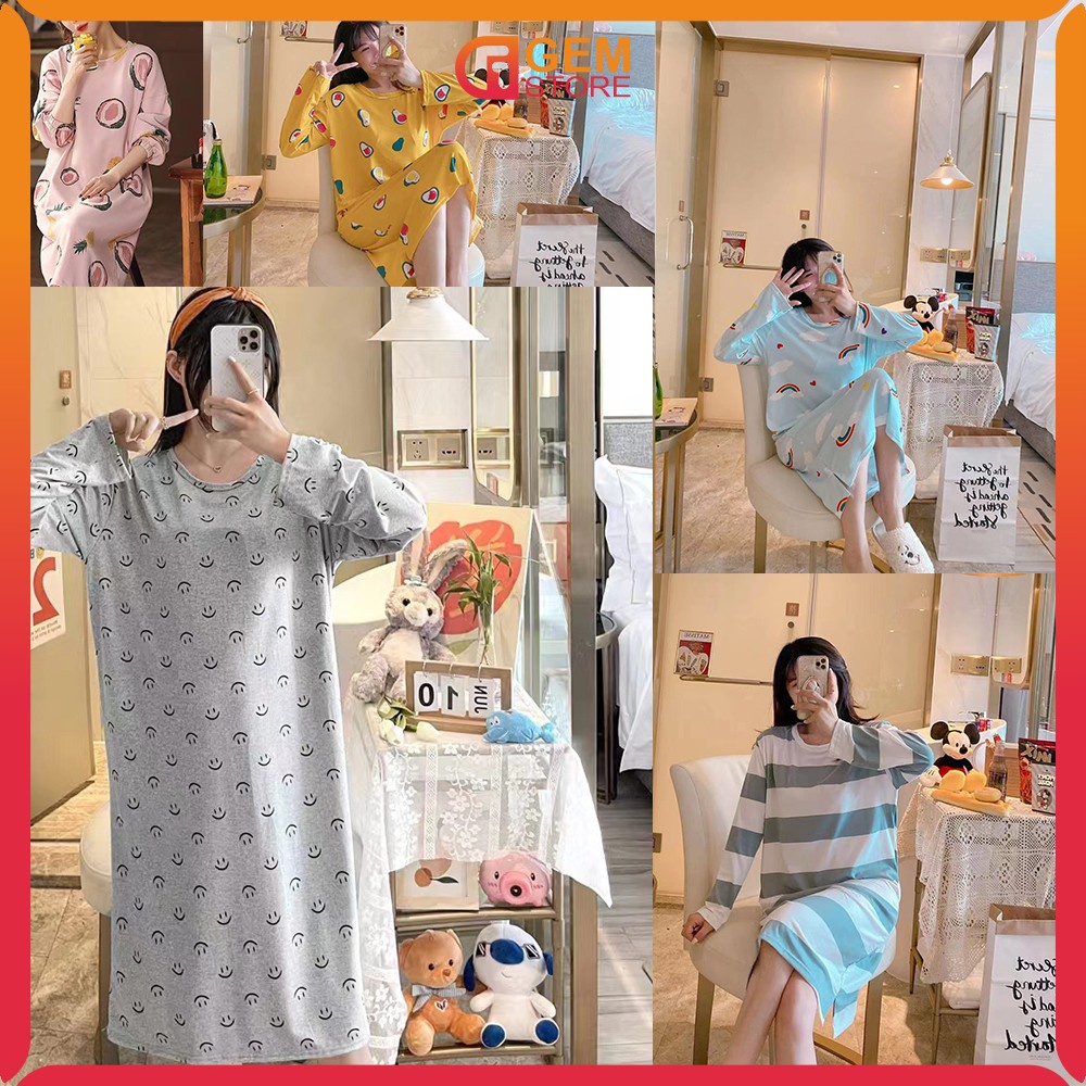 Jual Baju Tidur Dress Korea Karakter Lengan Panjang Daster Wanita Baju Tidur Cewek Dewasa