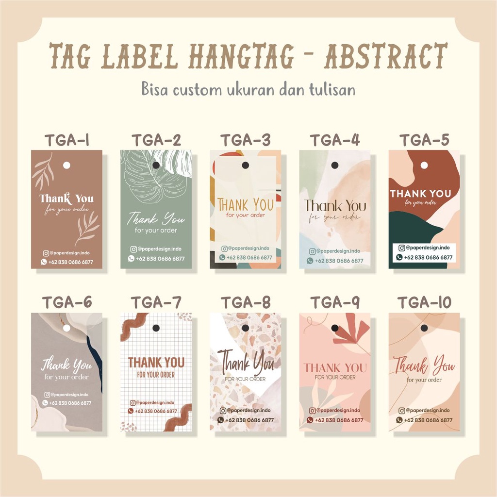 Jual ABSTRACT TAG LABEL HANGTAG THANK YOU FOR YOUR ORDER KEMASAN PRODUK ...