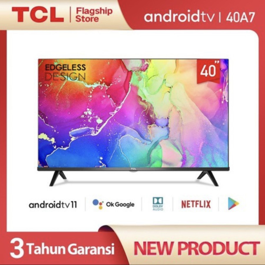 Jual LED TV TCL 40 Inch 40A7 Smart Android TV Frame Less HDR Dolby