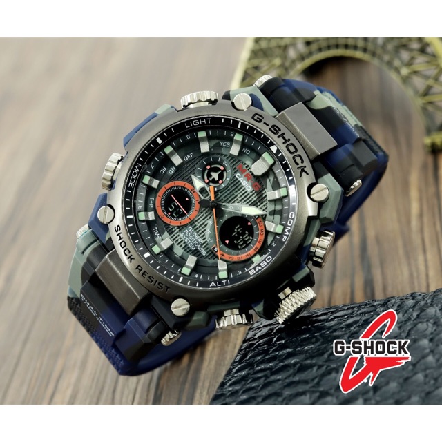 JAM TANGAN G SHOCK MR.G CASIO MOTIF ARMY DOUBLE TIME KODE 5411
