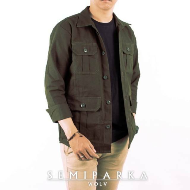 Jaket semi parka hijau army
