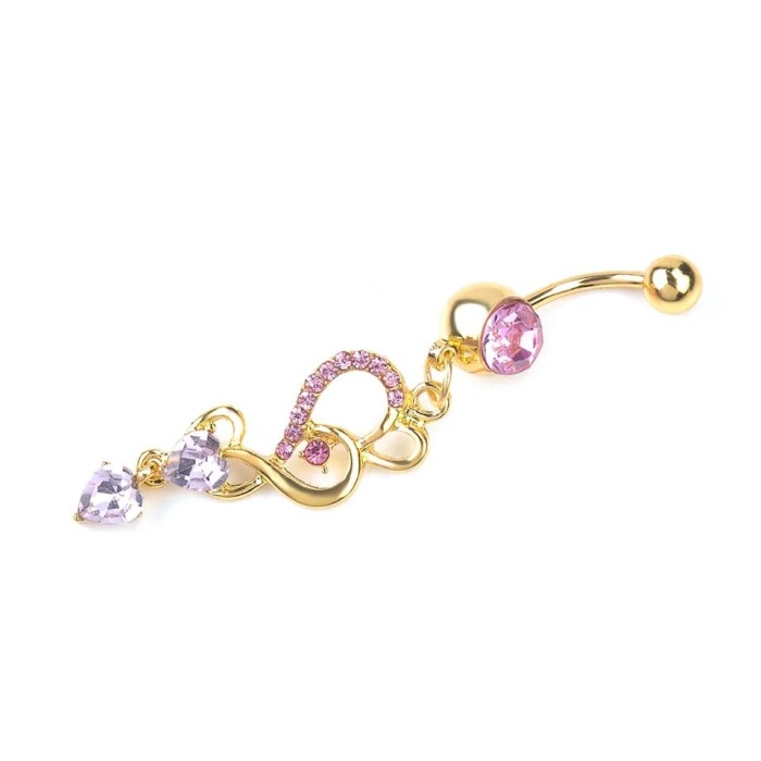 Jual BODY PIERCING PERUT CRYSTAL HEART NAVEL BELLY BUTTON BAR BARBELL ...