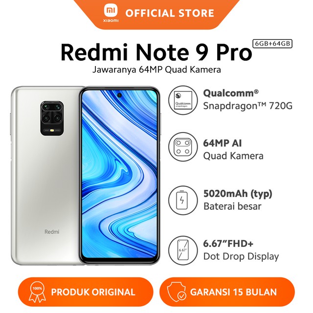Jual Xiaomi Redmi Note Pro 6GB+64GB Snapdragon720G 64MP