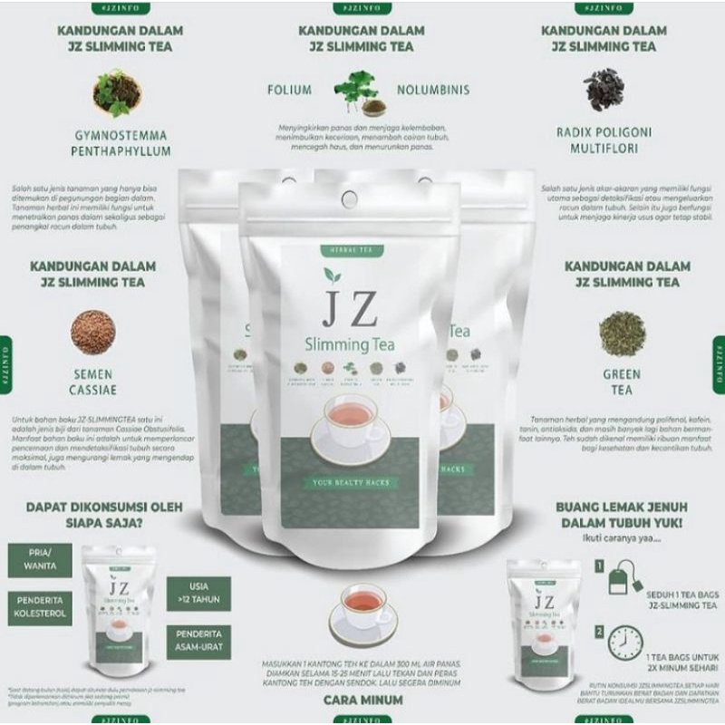 Jual JZ Slimming Tea ||Pelangsig herbal 100% Original |(Paket 20 Day ...