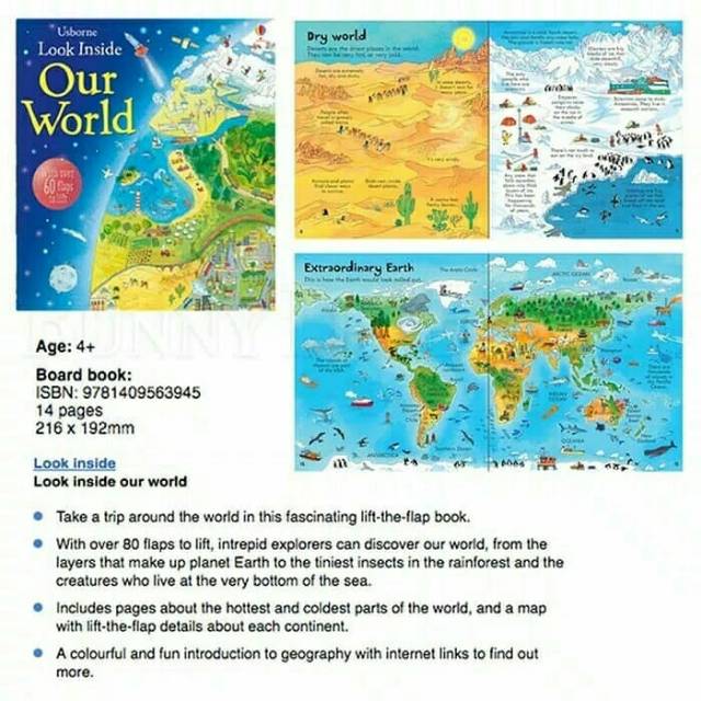 Jual BUKU IMPORT ANAK - USBORNE LOOK INSIDE OUR WORLD | Shopee Indonesia