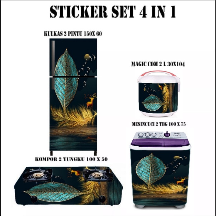 Jual Stiker Kulkas 2 Pintu Set 4 In 1 Motif Bunga Elegant | Shopee ...