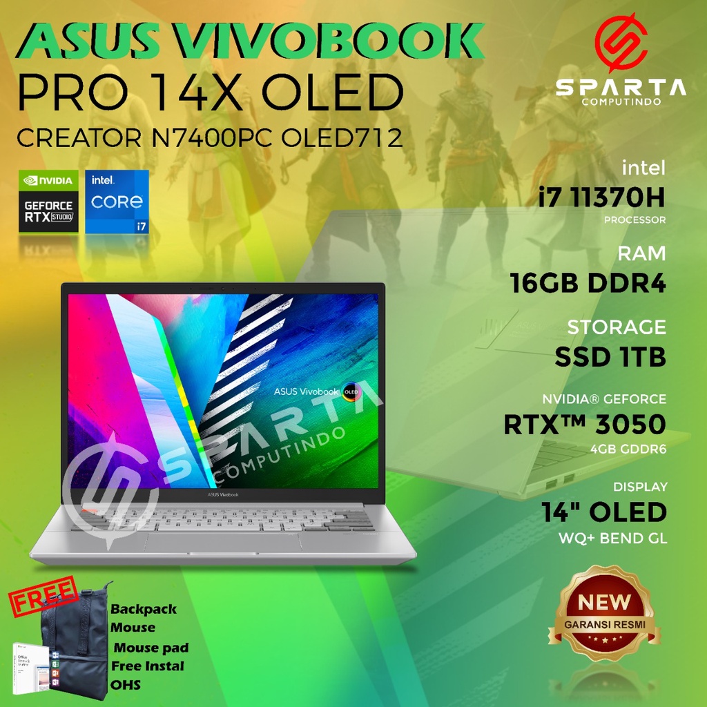 Jual LAPTOP ASUS VIVOBOOK PRO 14X OLED CREATOR N7400PC OLED712 NEW ...