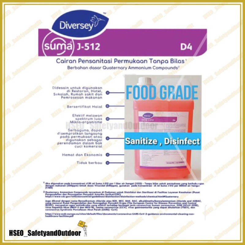 Jual Diversey Disinfektan Sanitizer Suma J512 D4 KONSENTRAT EKONOMIS ...