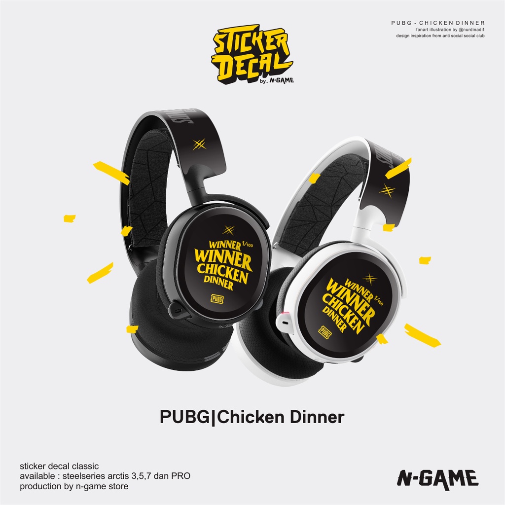 Jual Sticker Decal/Skin Protector Steelseries Arctis 3/5 PUBG Chicken ...