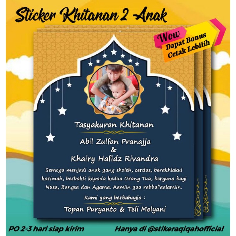 Jual Stiker Khitanan Anak (1-2 Anak) - Request Foto - Stiker Tasyakuran ...