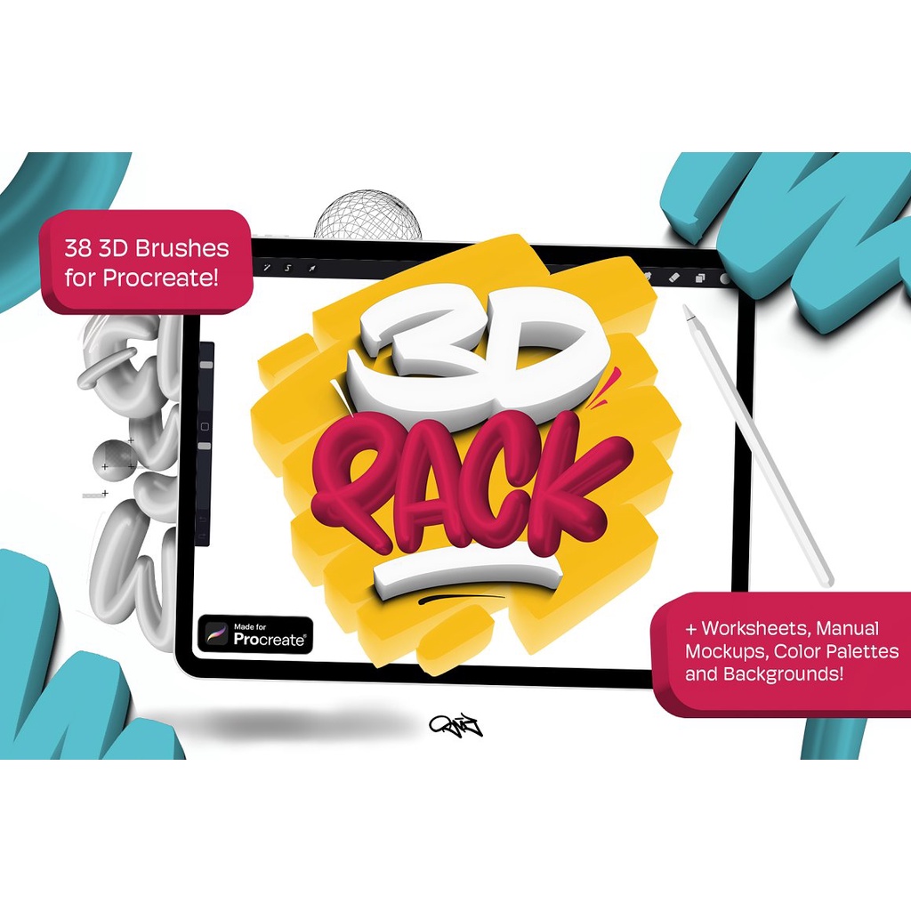 Jual Procreate Brush 3D Pack Brushes for Procreate with Manual