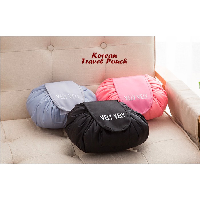 Jual Korean Travel Pouch (Tas Kosmetik Model Serut) | Shopee Indonesia